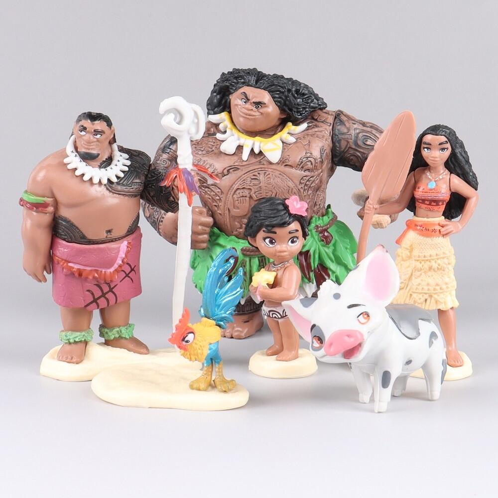 6 cái/bộ phim Moana hình Bộ búp bê demigod Maui Moana waialiki heihei Mô hình nhân vật mô hình em bé quà tặng Halloween