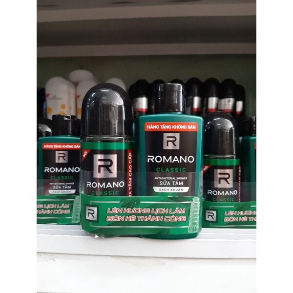 Lăn khử mùi Romano Classic 50ml tăng kèm chai sữa tắm 60g