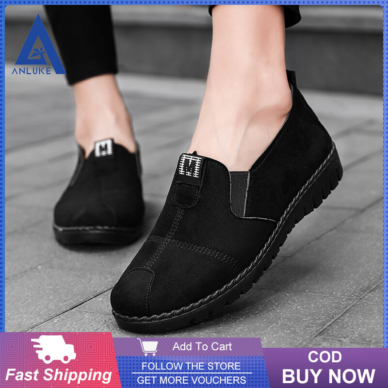 ANLUEK Giày Nữ Mùa Thu Và Mùa Đông Giày Slip-On Giày Đế Bằng Thoải Mái Giản Dị Giày Da Lộn Giày Dáng Thuyền Cho Phụ Nữ