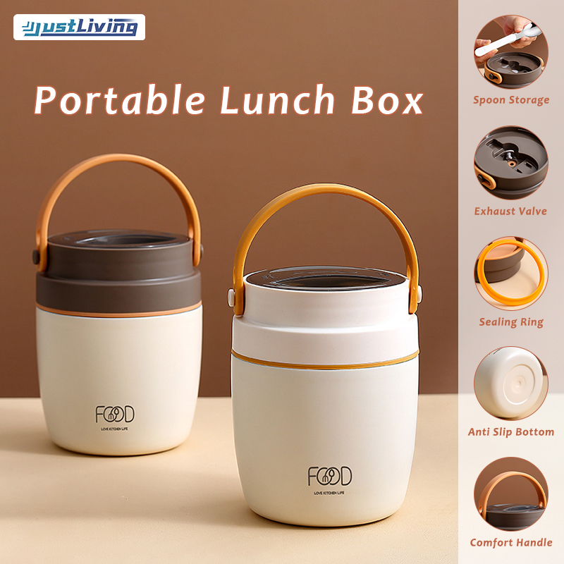 JustLiving 1PC 2tier Portable Student Handheld Pot Bento Box Large Capacity Insulated Lunch Box Household Soup Bucket Fill Bowls with Rice Insulated Barrel Muti Layer Food Container ราคา 222 บาท*ส่งฟรี