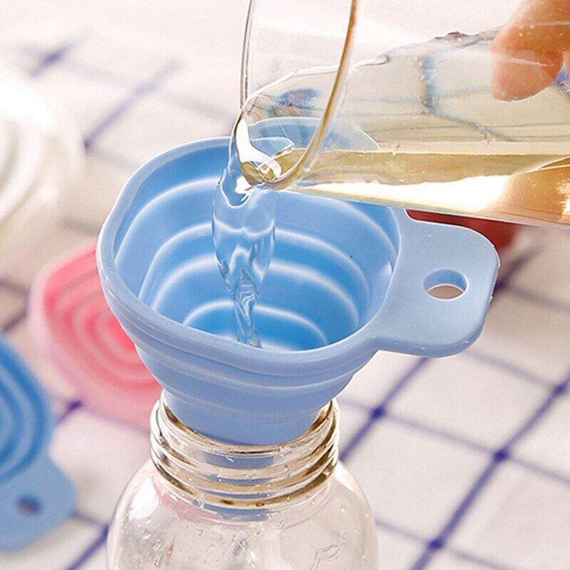 1 cái phễu nhỏ có thể gập lại silicone phễu có thể gập lại phễu di động be hung hộ gia đình pha chế chất lỏng dụng cụ nhà bếp