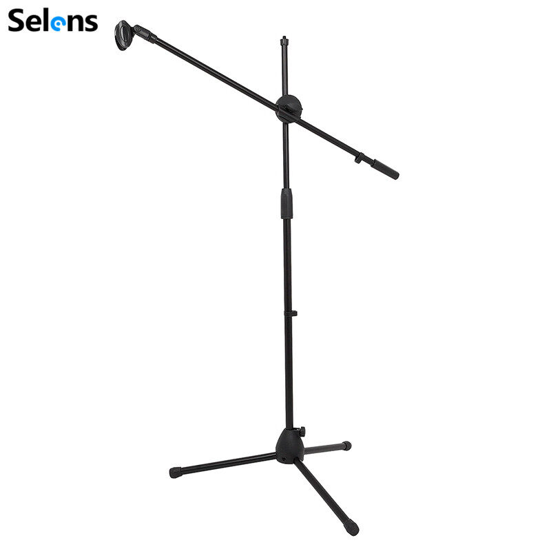 Selens Swing Boom Microphone Tripod Stand Adjustable Microphone Clip Holder Detachable Stage Microphone Stand For Vlog Video Vlogging LIve Streaming
