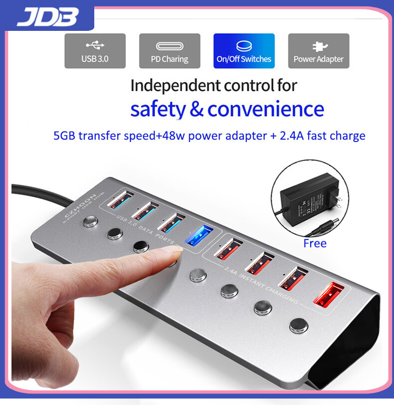 JDB USB HUB 3.0 Bộ Chia HUB USB 3.0 Di Động Siêu Tốc 5Gbps 8 Cổng Với Bộ Chuyển Đổi Nguồn Ngoài PC Cho Macbook Pro Air PC Bộ Chuyển Đổi HUB USB 3.0 4 & 7 Cổng Phụ Kiện Máy Tính Tốc Độ Cao