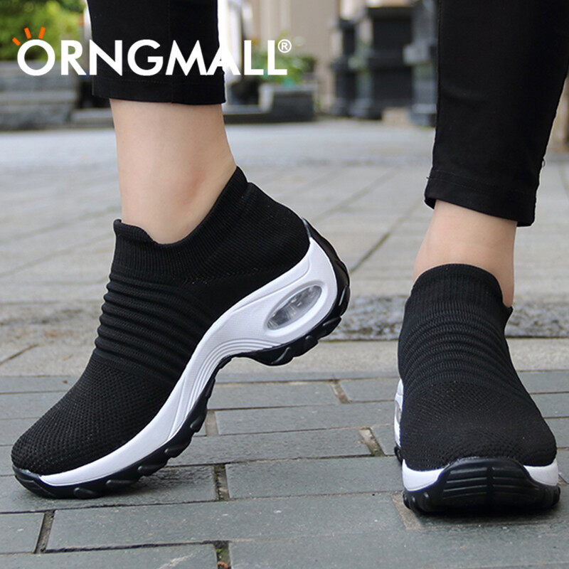 ORNGMALL Women Casual Sneakers Women's Shoes Air Cushion Sneakers Comfortable Sock Running Shoes Heighten Shoes Slip-On Casual Shoes Dance Sports Shoes Women Platform Breathable Walking Shoes ราคา 499 บาท*ส่งฟรี