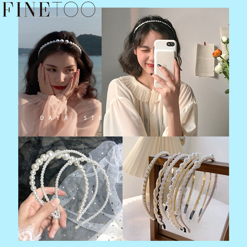FINE TOO Băng Đô Thanh Lịch Ngọc Trai Hàn Quốc Băng Đô Công Chúa Ins Phụ Kiện Tóc Thời Trang Cho Nữ Quà Tặng