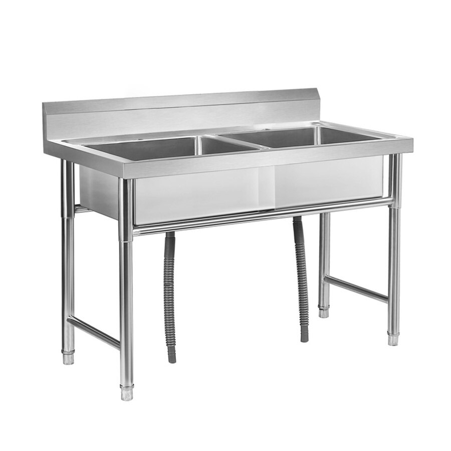 Global House CROWN อ่างล้างจานพร้อมขาตั้ง 2 หลุมไม่มีที่พัก ขนาด 60x120x80 ซม. SMART BOWL รับประกันของเเท้! ราคา 5,190 บาท*ส่งฟรี