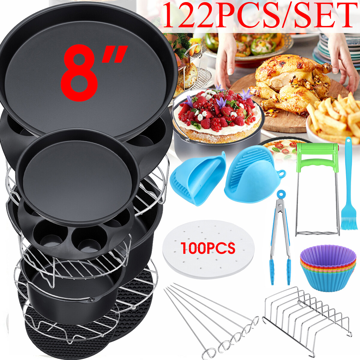 124 Cái Giỏ Nướng Phụ Kiện Nồi Chiên Không Dầu Đĩa Pizza 8 Inch Dụng Cụ Nấu Ăn Nhà Bếp Nồi Nướng Cho Bữa Tiệc Phù Hợp Cho Nồi Chiên Không Dầu 3.7-6.8QT