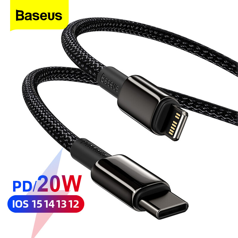 Baseus Cáp sạc nhanh 1m/2m PD 20W Cáp USB C to Lightning cho iPhone 13 Pro Max 12 11 Series Sạc PD siêu nhanh Đồng Bộ hóa Dữ Liệu tích hợp Cáp ni-lon Bện