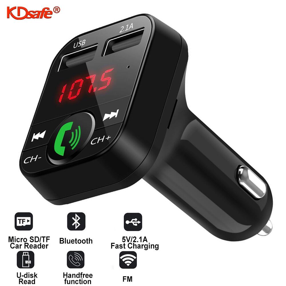Kdsafe Bộ Phụ Kiện Xe Hơi Không Dây Bluetooth Bộ Phát FM LCD Hfree Bộ Sạc Xe Hơi USB Kép 2.1A Thẻ TF Nhạc MP3 Đĩa U AUX