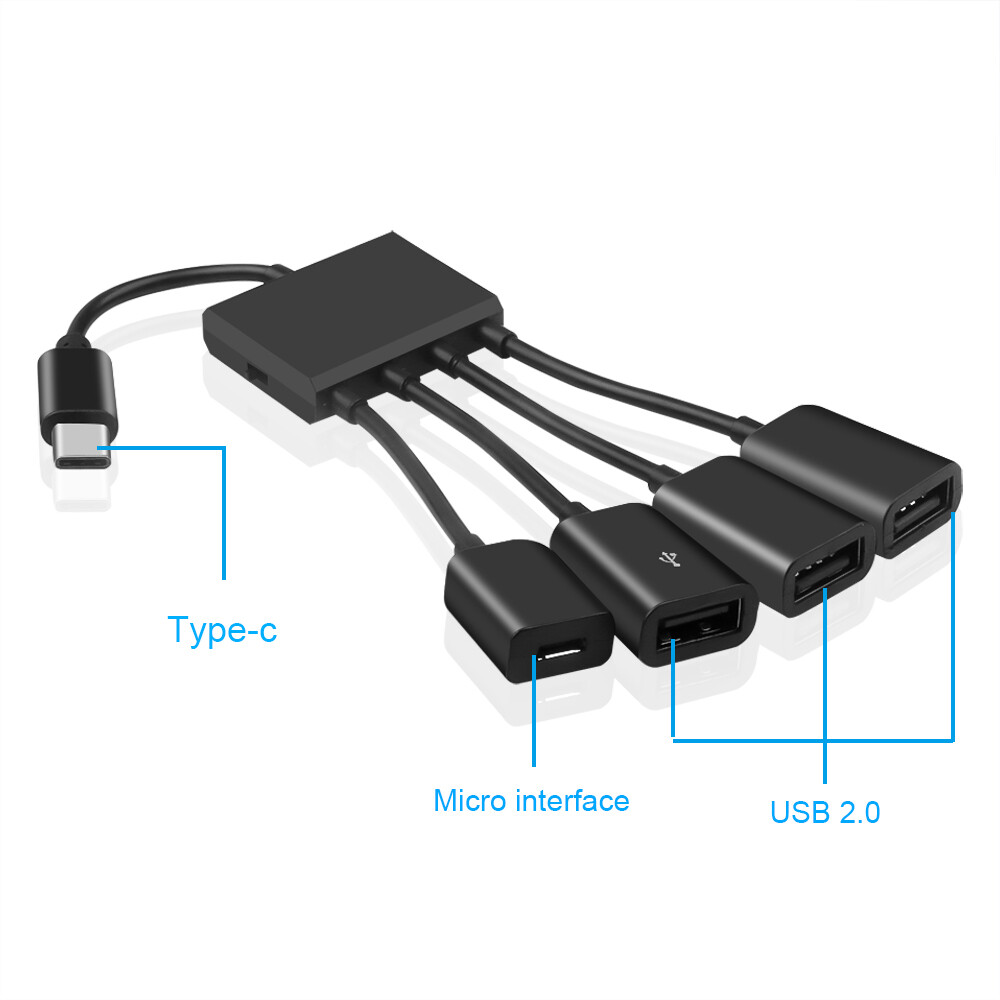 Bộ Chuyển Đổi Đầu Nối Cáp OTG 4 Cổng USB Type-C 3.1 Sang USB 2.0 USB HUB