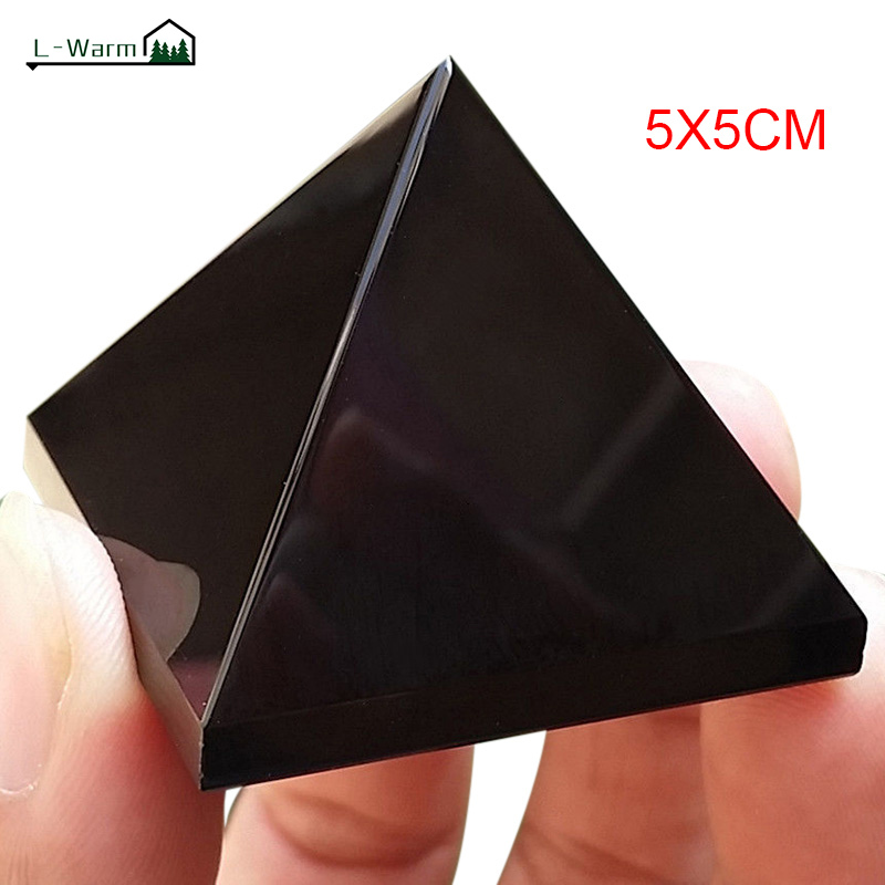 L-Warm Natural Black Obsidian Quartz Crystal Gift Home Decor Pyramid Healing Crystal Crafts