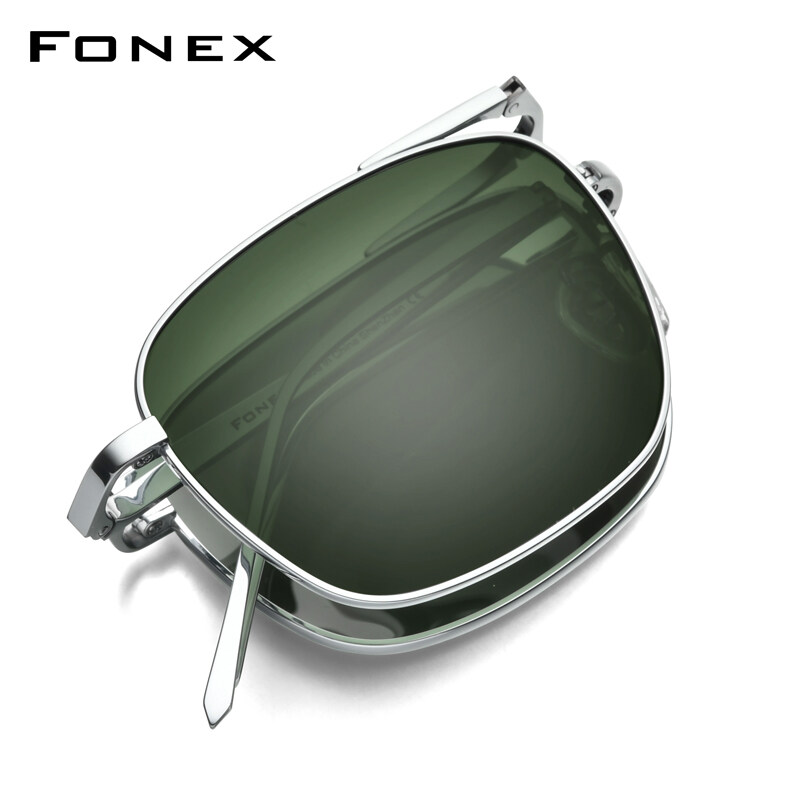 FONEX Pure Titanium Polarized Sunglasses for Men Folding Classic Square New High Quality Male Shades