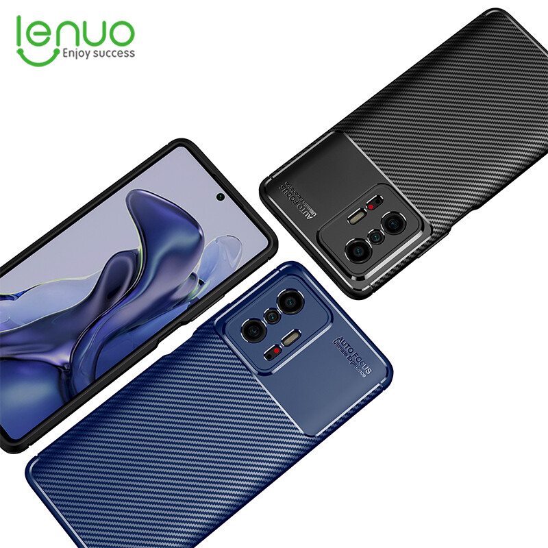 Lenuo cho Xiaomi 11t mi 11t Pro Ốp Ốp lưng điện thoại điện thoại di động mờ chống sợi Carbon TPU chống sốc chống trầy xước