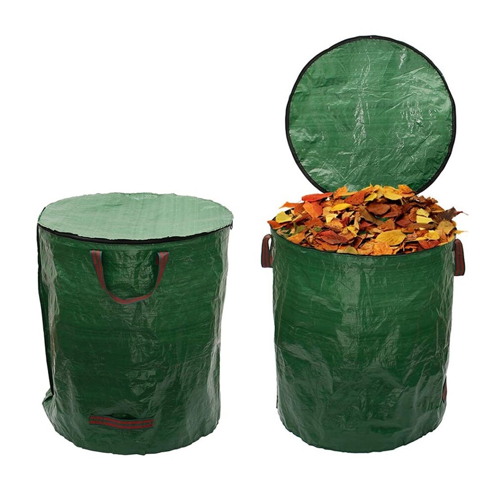 {hot} 2pc Portable Collapsible Trash Can Garden Leaf Garbage Storage Bag Flowers Grass Collection Bin Camping Picnic Outdoor Bucket