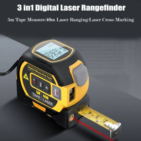 Laser Rangefinder with Tape Measure and LCD Display