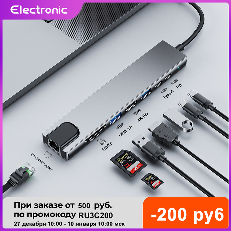 【Ready to ship】hub type c chuyển đổi USB / USB C HUB 3.0 USB Sang Type C Hub 4K hub usb HDMI Type C Bộ Chia USB 3 Dock USB C Đầu Đọc Thẻ RJ45 Cho Macbook Pro Máy Tính Xách Tay