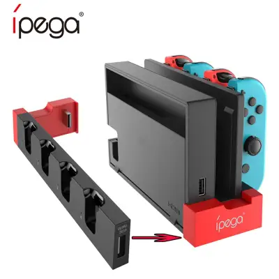 Original iPega PG-9186 Game Controller Charger Charging Dock Stand Station Holder for Nintendo Switch Joy-Con Game Console with Indicator (1)