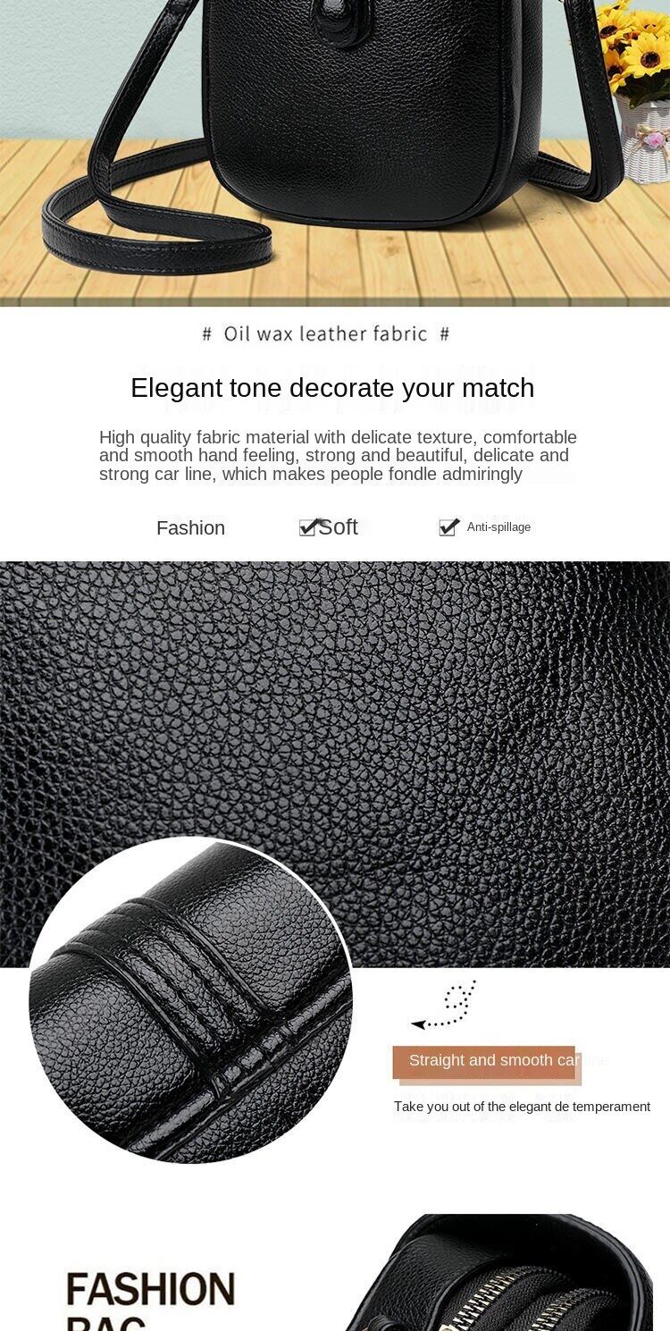 Authentic leather tactile feel women's bag mobile phone bag 2021 new women's shoulder bag fashion all-match middle-aged mom bag fashion