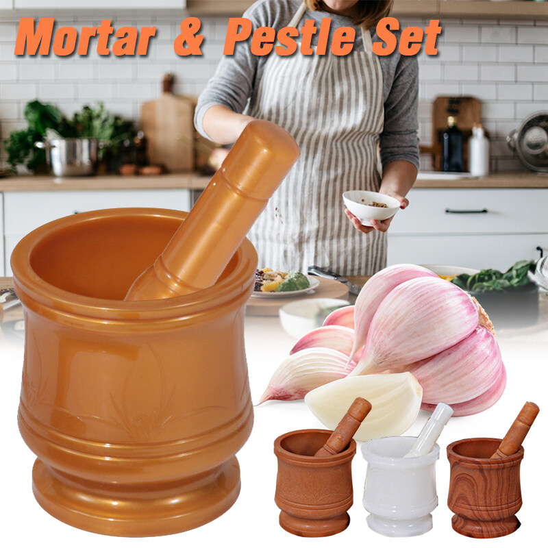 Generic Mortar Pestle Set Guacamole Herbs Spice Grinder Bowl Food Mill Mixing Bowl Rod Wood