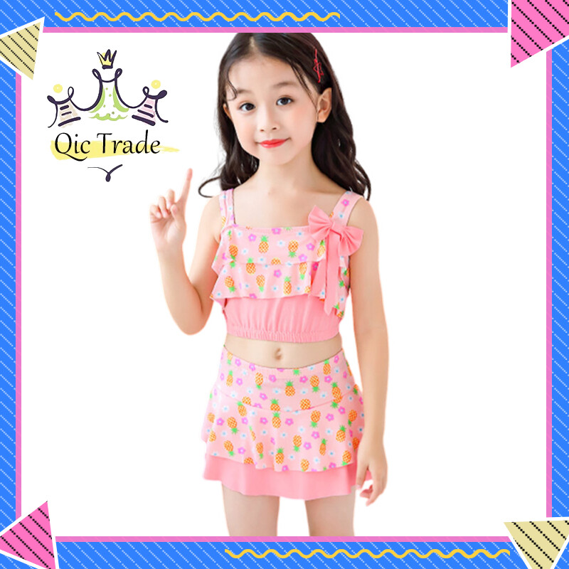 ⛳】3pcs cô gái Đồ bơi họa tiết kẻ mùa hè khoét nách thoáng khí Đồ bơi bikini với mũ bơi lội cho mùa hè nóng mùa xuân
