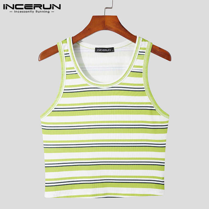 INCERUN Áo Ba Lỗ Dệt Kim Thường Ngày Cho Nam Áo Phông Thể Thao Tập GYM Thường Ngày Kẻ Sọc Áo Cánh (Trang Phục Thường Ngày) #2