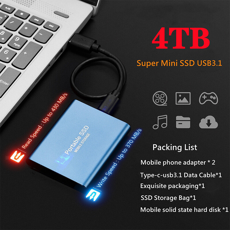 Ổ cứng ssd 4tb ổ cứng gắn ngoài ssd di động cho máy tính xách tay máy tính để bàn type-c