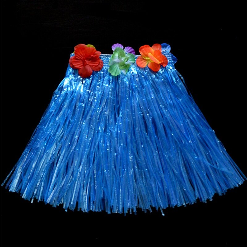 Nine percent Kids Boys Girls Hawaiian Hula Grass Beach Skirt Flower Wristband Party Dress Hot - 4