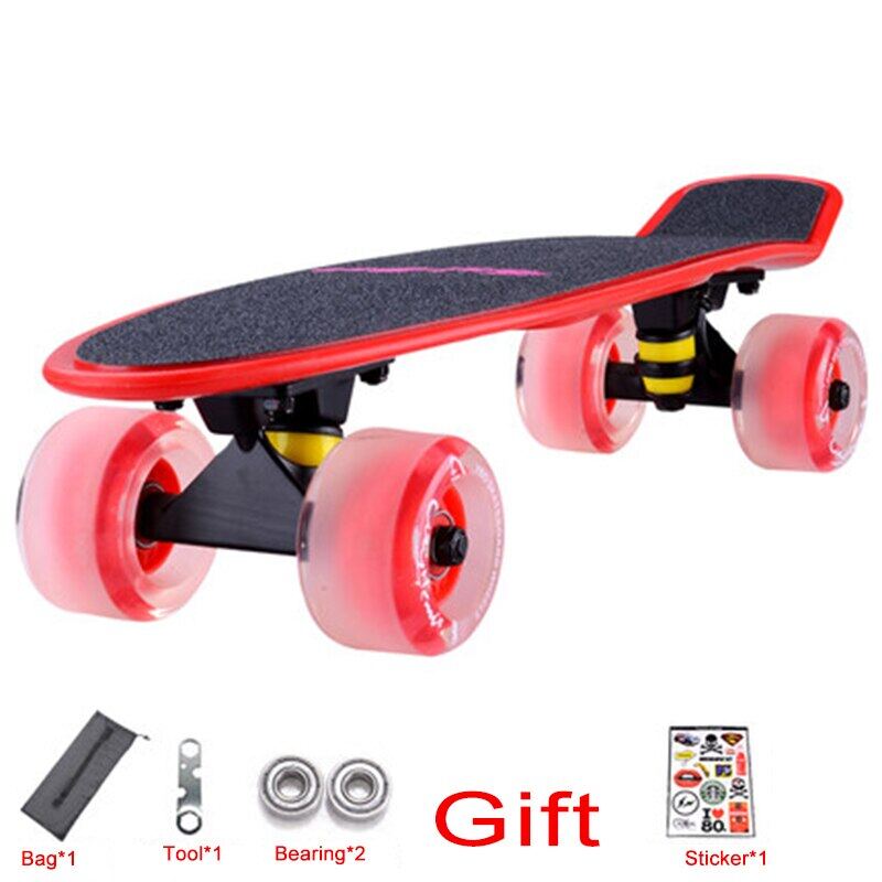 ใหม่22นิ้วสเก็ตบอร์ด Mini Cruiser สเก็ตบอร์ดพลาสติก Longboard กล้วย Fishboard Street กีฬากลางแจ้งสำหรับเด็กผู้หญิงเด็กผู้ชาย