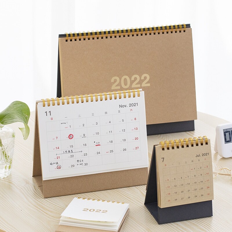 {hot} Yoofun L/M/S 3 Sizes Desk Coil Calendar 2022 Dual Daily Schedule Table Planner Yearly Organizer Office School Supplies