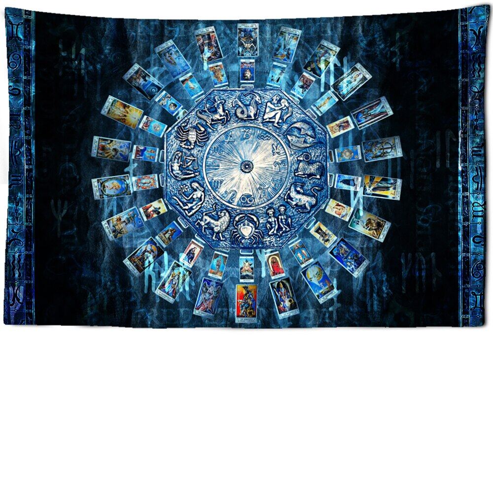 Zf Mandala Tarot Tấm Thảm treo tường Hoàng Đạo Sao Tấm Mặt Trời Và Mặt Trăng Ảo Thuật Phù Thủy Hippie Trang Trí Nội Thất