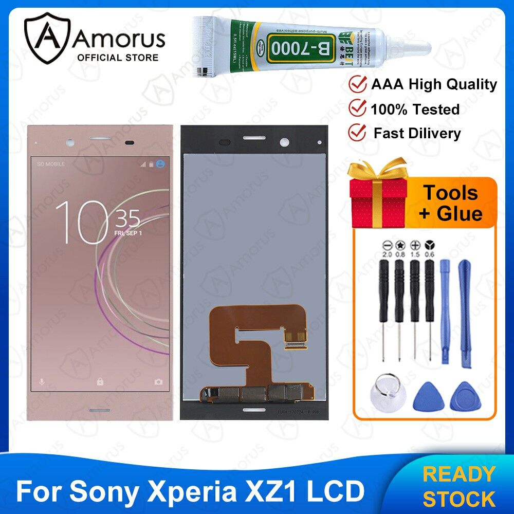 Amorus Màn Hình LCD Cho Sony Xperia XZ1 LCD 5.2 "Bộ Số Hóa Màn Hình Cảm Ứng Thực Kèm Bộ Công Cụ + Bộ Lắp Ráp Keo Sony Xperia XZ1 Dual F8342 G8341, G8342, F8341, F8342, G8343, SOV36, SO-01K