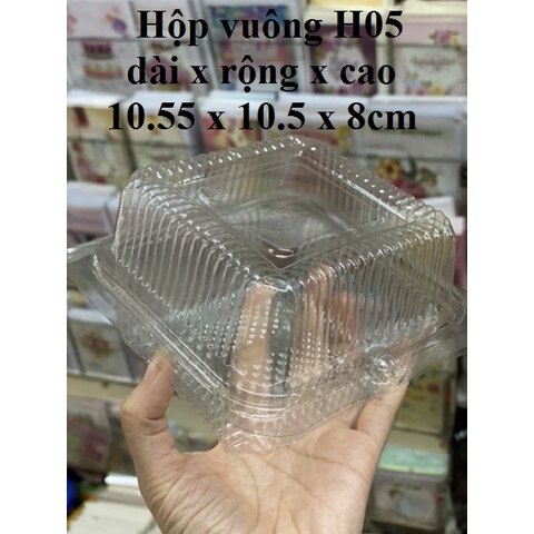 Combo 100 Hộp Nhựa Vuông Đựng Bánh Ngọt H05
