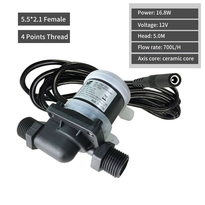 Máy Bơm Nước Không Chổi Than DC 12V 24V Máy Nước Nóng Năng Lượng Mặt Trời Có Ren 4 Điểm Không Ồn Bơm