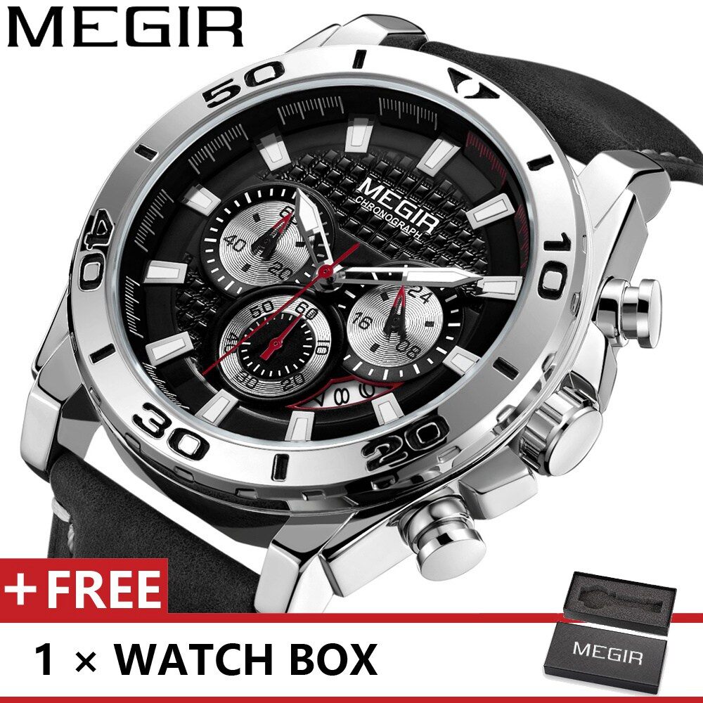 MEGIR Đồng Hồ Thương Hiệu Cao Cấp Hàng Đầu 2094, Cho Người Đàn Ông, Đồng Hồ Thạch Anh Nam Thể Thao Thời Trang Xu Hướng Đồng Hồ Đeo Tay Quà Tặng Cho Nam Jam Tangan Lelaki