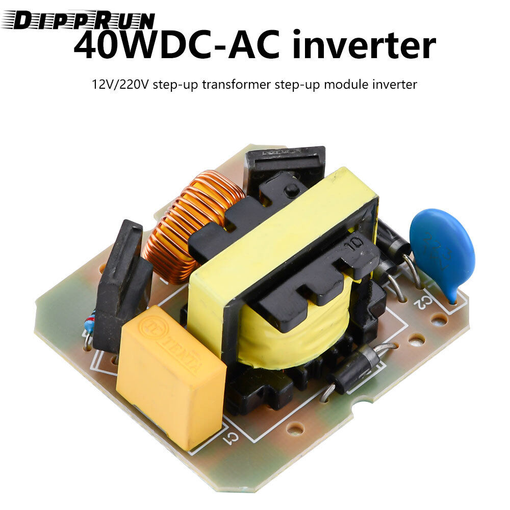 Dipprun 12V đến 220V tăng áp máy biến áp mô-đun 40W DC-AC Bộ chuyển đổi tăng cường biến tần Điện biến đổi mô-đun
