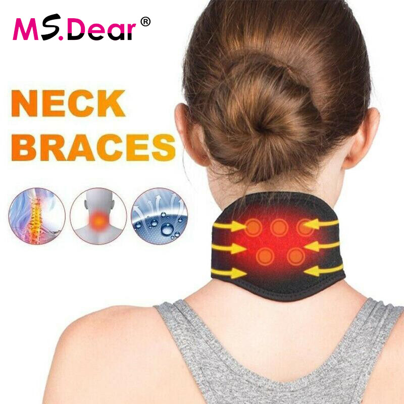 Từ tính Hỗ trợ cổ Brace Điều trị sưởi ấm Tourmaline Cổ Nam châm Trị liệu Tự sưởi ấm Đệm sưởi ấm Bọc Tia hồng ngoại Thiết bị bảo vệ cổ có thể tái sử dụng Giảm đau Nam Nữ
