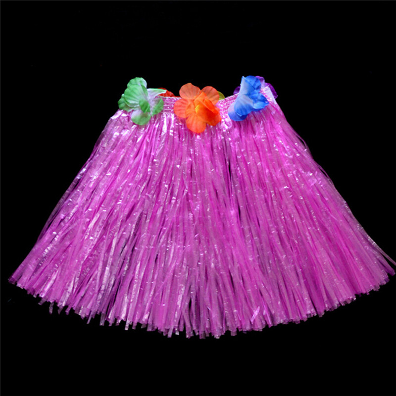 Nine percent Kids Boys Girls Hawaiian Hula Grass Beach Skirt Flower Wristband Party Dress Hot - 3