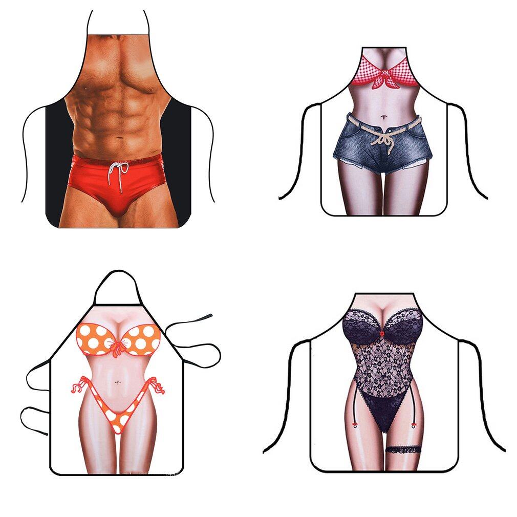 Funny 3d Kitchen Apron Digital Printed Naked Aprons Super Muscle Hero