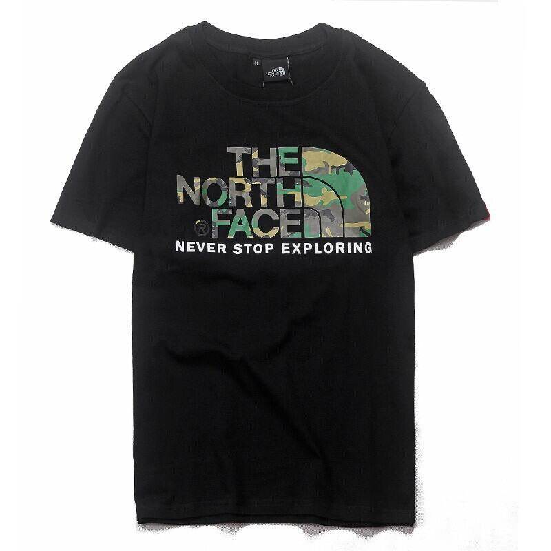 The north face áo thun cặp đôi tay ngắn áo học sinh áo thun cotton cổ tròn màu đen