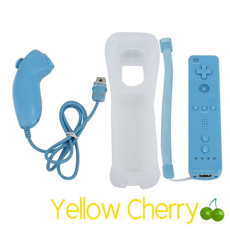 Bộ điều khiển từ xa không dây + nunchuck với vỏ silicon phụ kiện cho máy chơi game nintendo wii