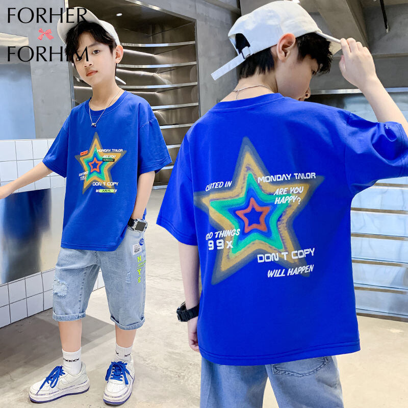 FORHERFORIM Summer Children's Wear Boys' Thin Short Sleeve T-shirt 2023 New Children's Fashion Baby Print Top Boys' Fashion Half Sleeve T-shirt FH3889 ราคา 214 บาท*ส่งฟรี