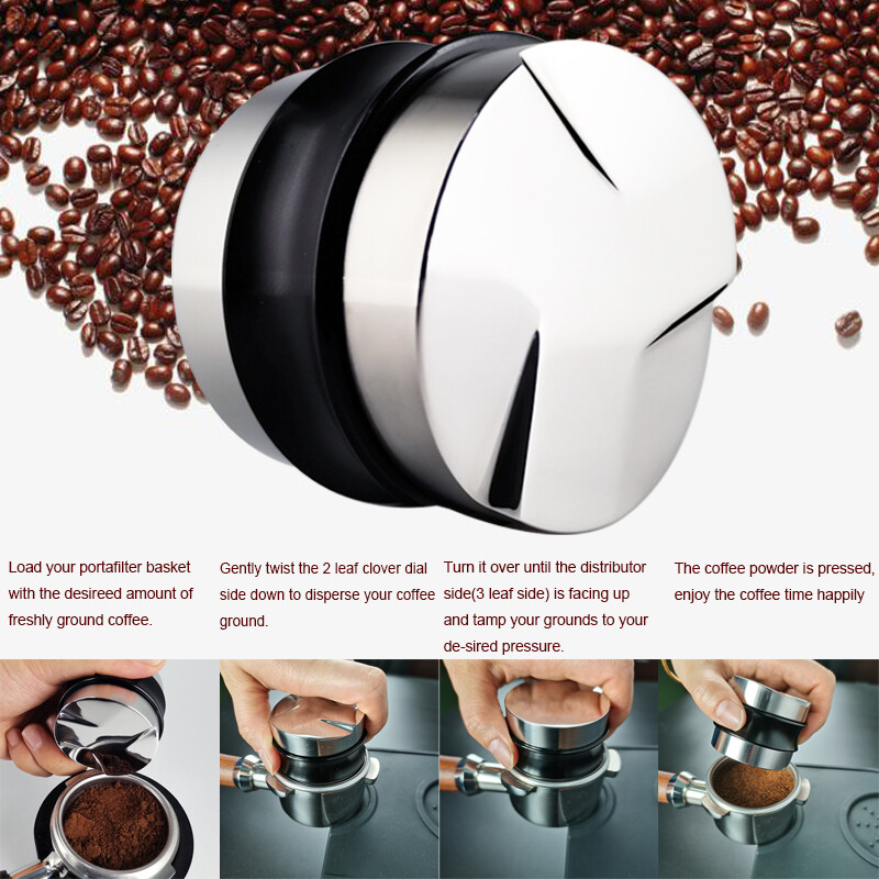 Đế phẳng 3 góc, dụng cụ xáo trộn cà phê 51mm, máy xay cà phê cho máy pha cà phê espresso búa bột cofa