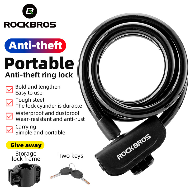 Rockbros khóa xe đạp khóa vòng chống trộm tiện dụng cho xe đạp khóa cáp xe đạp đường trường mtb phụ kiện xe đạp xe máy