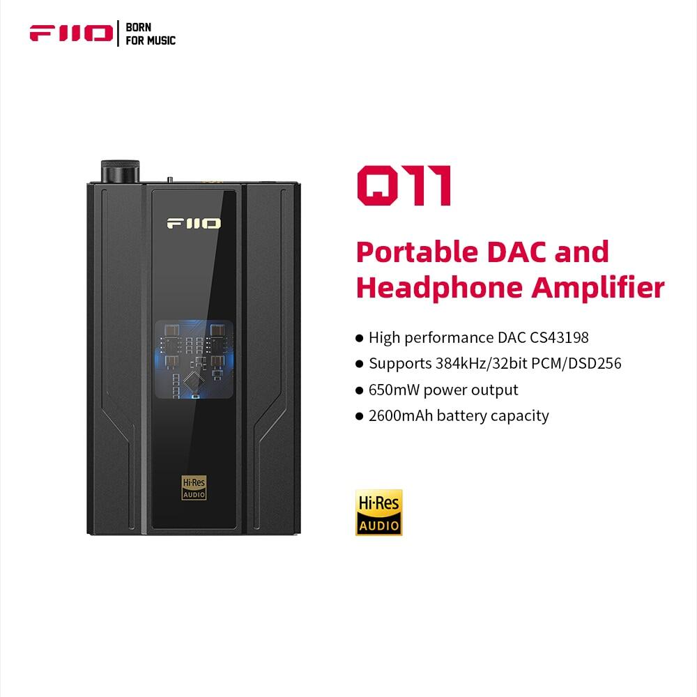 Fiio jadeaudio q11 bộ khuếch đại tai nghe/dac dsd256 384khz/32bit với đầu ra 3.5/4.4mm