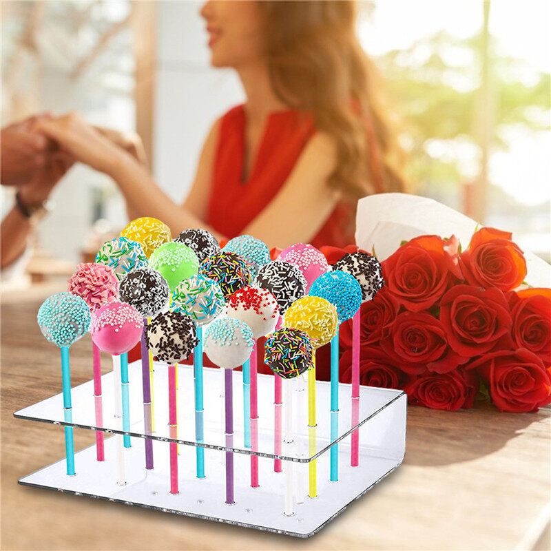 Feng Qi shop2 Cái Giá Đỡ Kẹo Mút 20 Lỗ Giá Đỡ Trưng Bày Kẹo Giá Đỡ Bánh Kẹo Mút Trong Suốt Tự Làm Giá Đỡ Tiệc Cưới