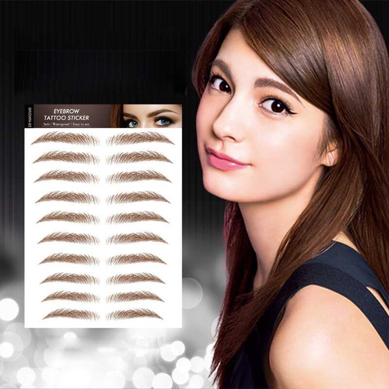 10 cặp/tấm hình xăm lông mày hình xăm giả chuyển nước miếng dán lông mày 6d bán vĩnh viễn miếng dán lông mày mắt bộ dụng cụ trang điểm mềm