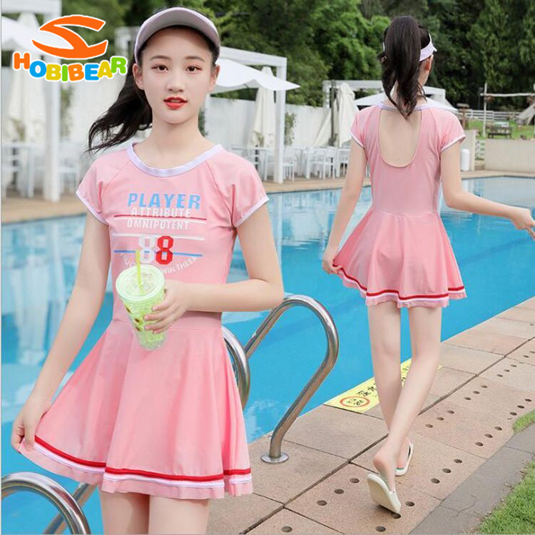 HOBIBEAR New Kids Swimwear Girls Student One Piece Printed Swimwear Fashion Dresses ราคา  150 บาท*ส่งฟรี
