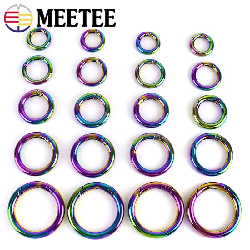 [Hot K] 5/10Pcs Cầu Vồng Kim Loại O Ring Mùa Xuân Clasp Có Thể Mở Ra Carabiner Keychain Kết Nối Kẹp Khóa Túi Xách Túi Dây Đeo Chó Chuỗi Phần Cứng