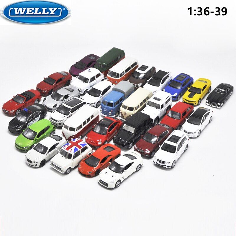 WELLY Diecast 1:36 Car Similator Hyundai Audi Benz BMW GTR Toy Vehicle Model Pull Back Car Alloy Metal Toy Kid Gifts Collection