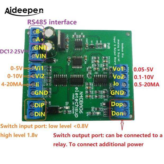 Mô-đun io kỹ thuật số tương tự kkmol-8-channel, giao thức rs485 modbus rtu
